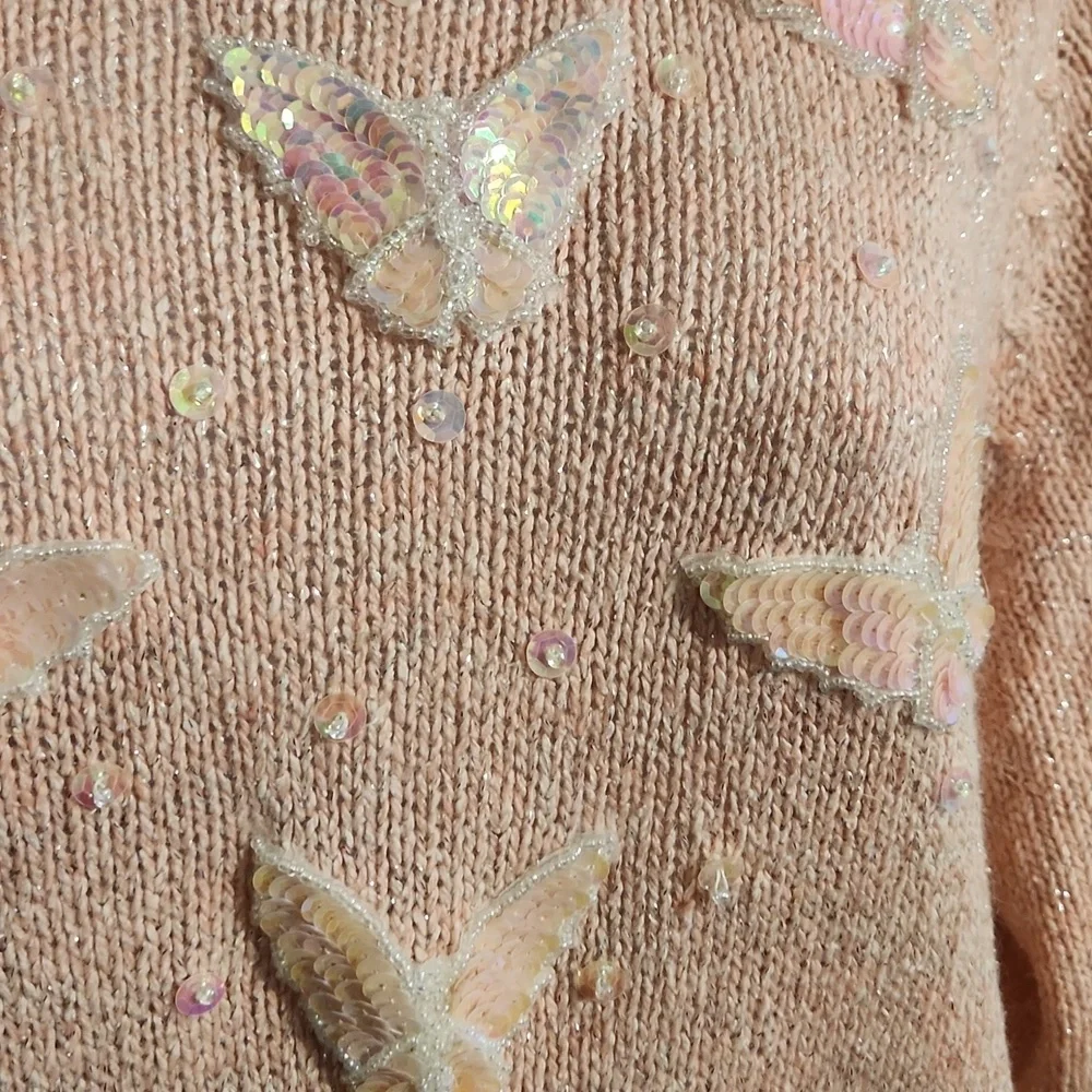 Heidi Pink Butterfly Bling Women's Sweater